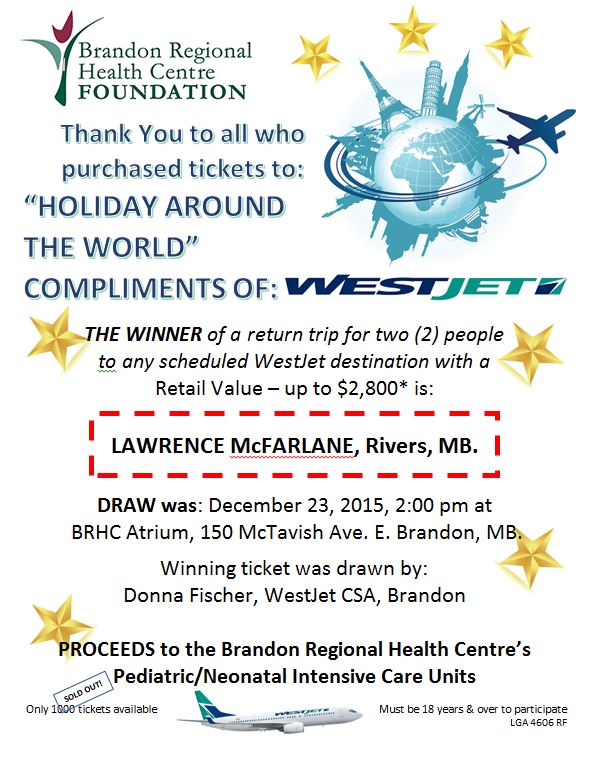 2015 WestJet Raffle Winner