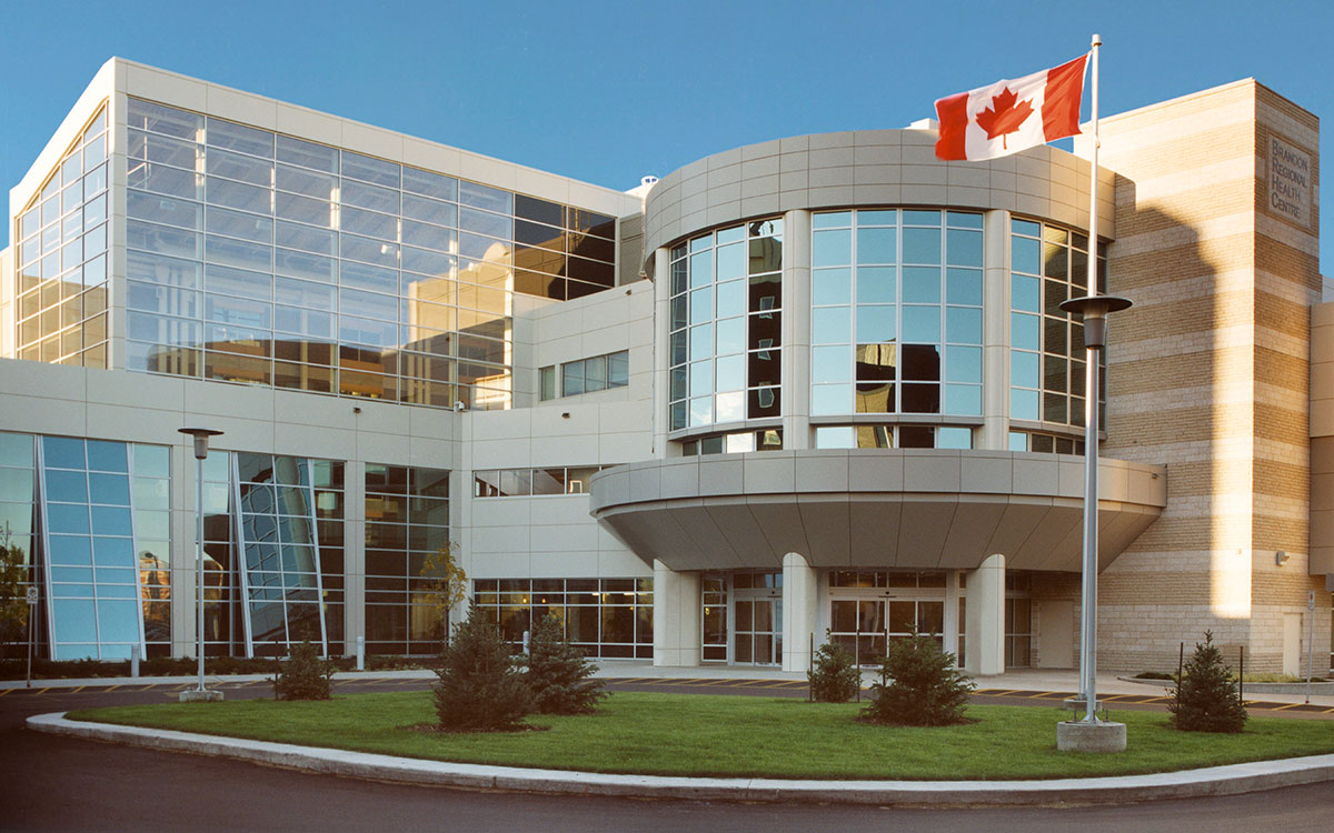 Brandon Regional Health Centre building A view of the Brandon Regional Health Centre entrance from the northeast