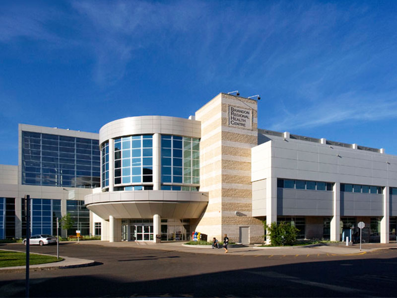 A view of the Brandon Regional Health Centre entrance from the northeast