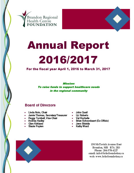 Front cover of BRHC Foundation Annual Report 2016-2017