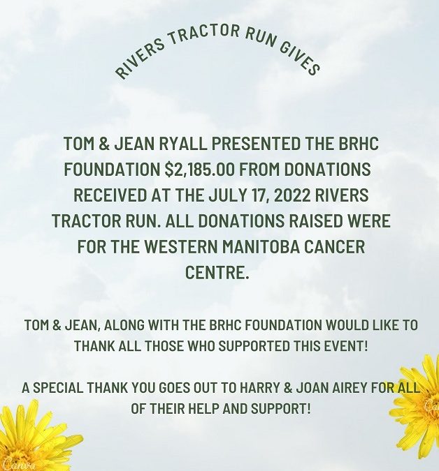 Thank you to the Rivers Tractor Run Supporters!